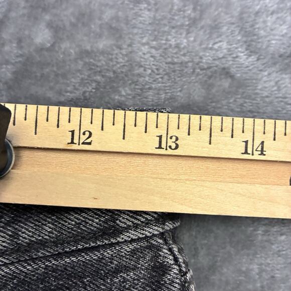 Levi’s Wedgie Jean Shorts Women Sz 26 Black Studded Rhinestone Cutoff Daisy Duke - Picture 7 of 10